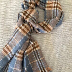 Blue/tan plaid scarf